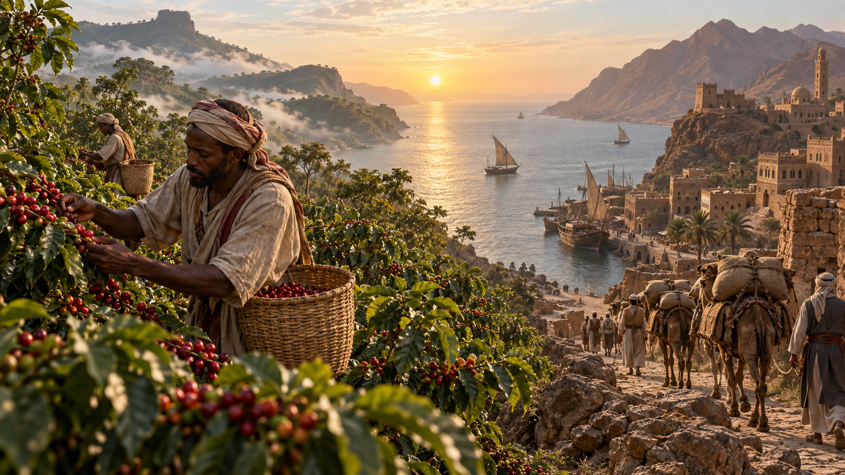 Hành trình cà phê từ cao nguyên Ethiopia vượt Biển Đỏ đến Yemen