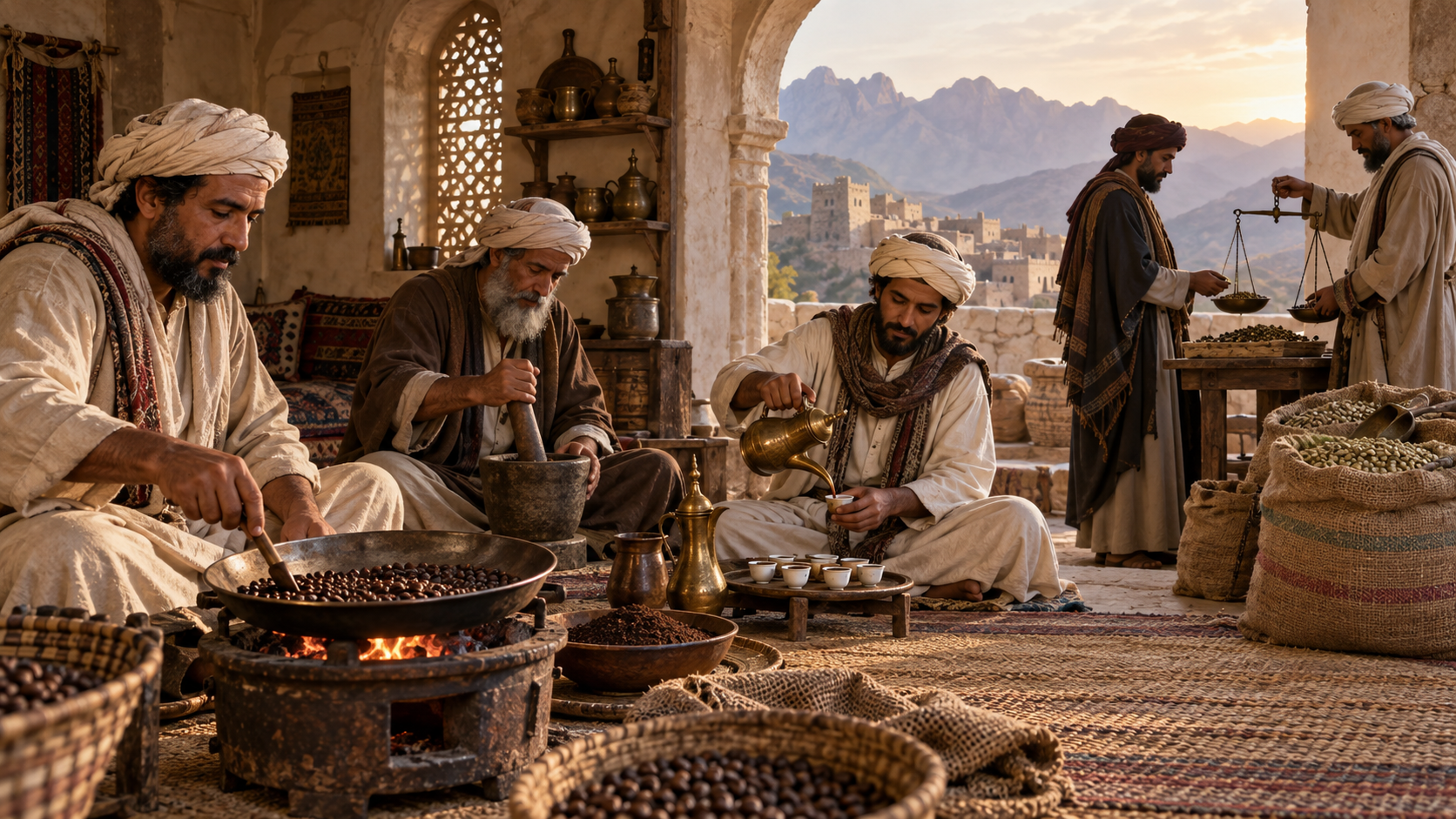 Tu sĩ Sufi rang pha và giao thương cà phê tại Yemen